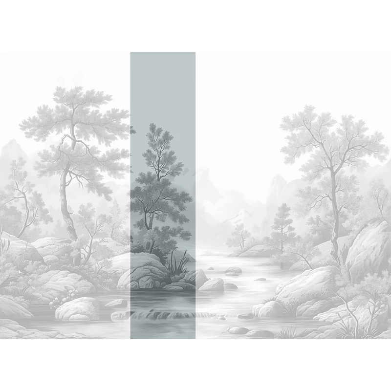 JV Patak az erdőben szürke vinyl poszter tapéta Arcadia B&W 68 cm X 3 m