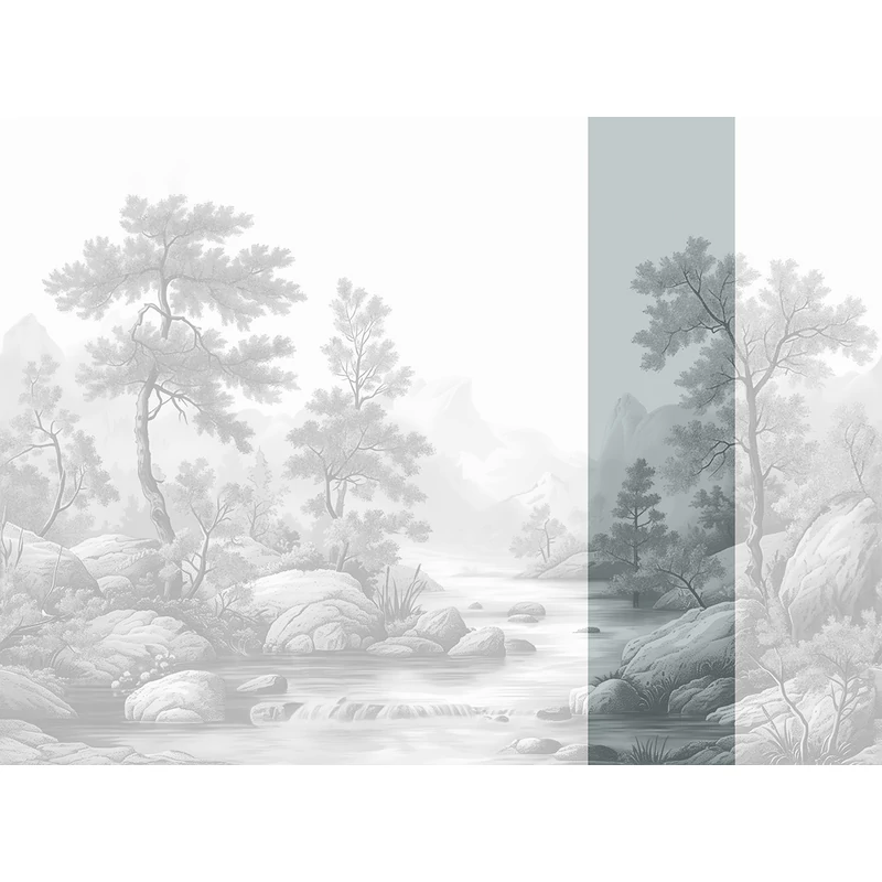 JV Patak az erdőben szürke vinyl poszter tapéta Arcadia B&W 68 cm X 3 m