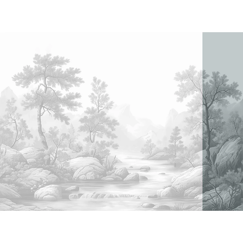 JV Patak az erdőben szürke vinyl poszter tapéta Arcadia B&W 68 cm X 3 m