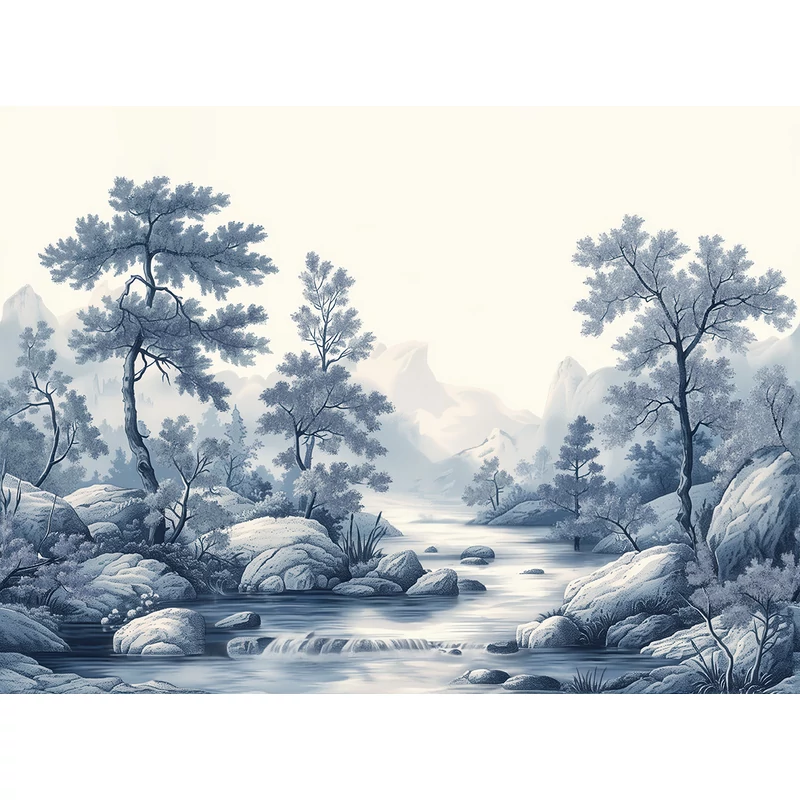 JV Patak az erdőben kék vinyl poszter tapéta Arcadia Cyano 400 cm X 3 m