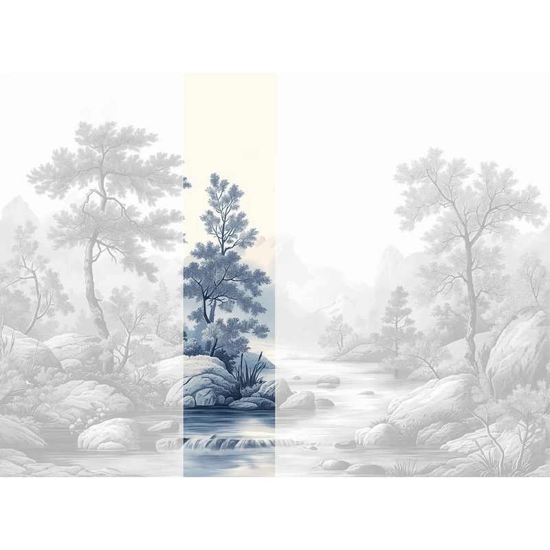 JV Patak az erdőben kék vinyl poszter tapéta Arcadia Cyano 68 cm X 3 m