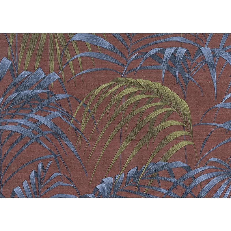 JV Pálmaleveles egzotikus bordó-kék vinyl tapéta Fern Red 100 cm X 10 m