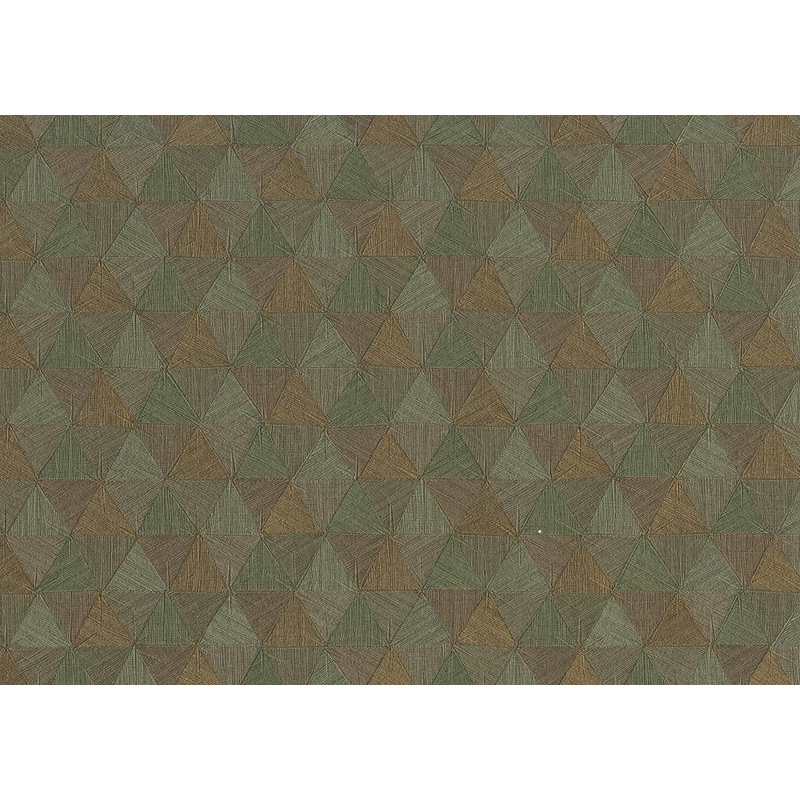 JV Háromszög mintás indiai stílusú zöld-bronz vinyl tapéta Triangles Tropicales Green 100 cm X 10 m