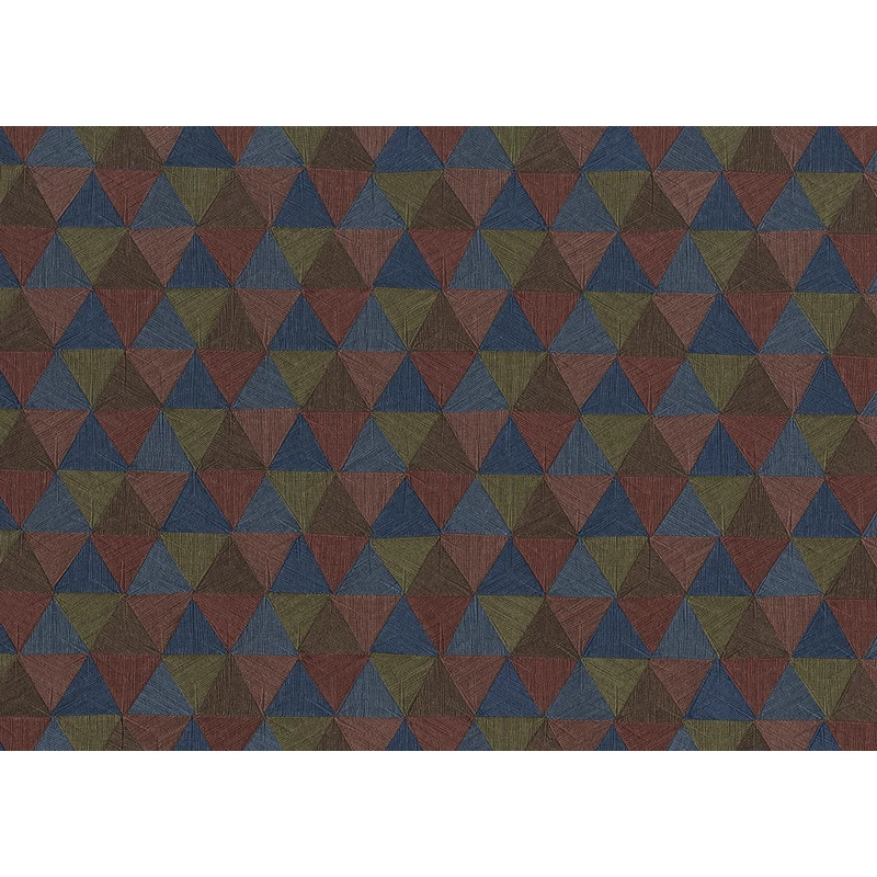 JV Háromszög mintás indiai stílusú kék-piros vinyl tapéta Triangles Tropicales Blue 100 cm X 10 m
