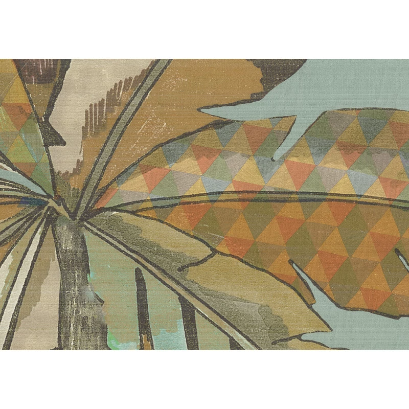 JV Egzotikus levélmintás kék-barna vinyl poszter tapéta Jaipur Garden Blue 196 cm X 3 m