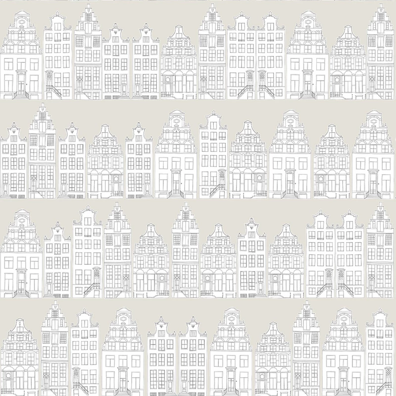 KT-Exclusive Város mintás bézs vlies gyerek tapéta Cream 52 cm X 10 m