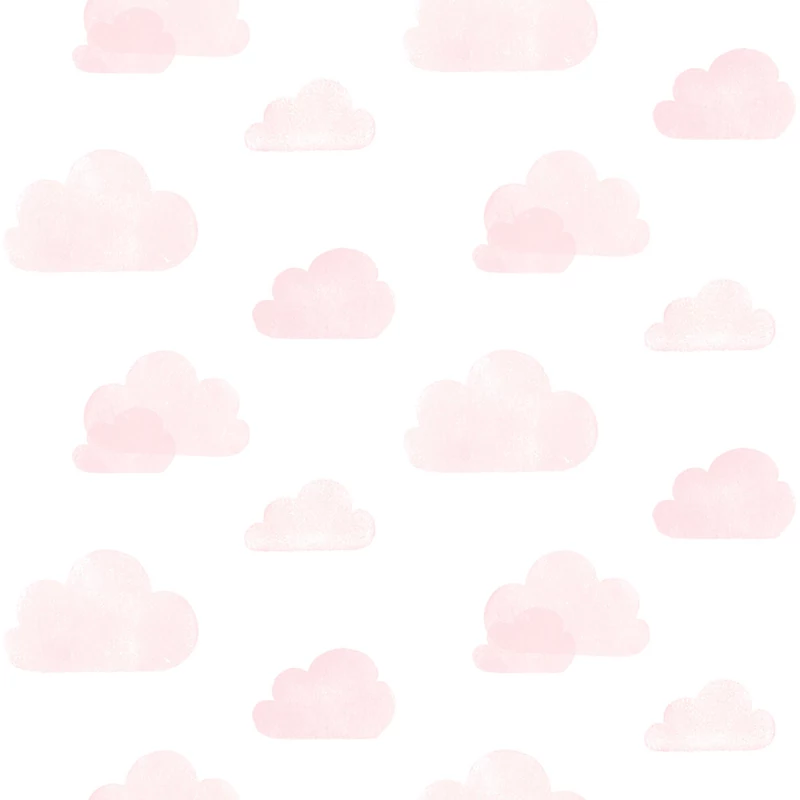 KT-Exclusive Felhő mintás rózsaszín vlies gyerek tapéta Joy White-Rose 52 cm X 10 m
