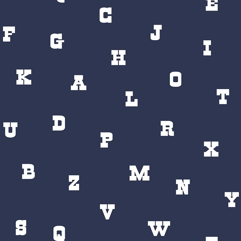 KT-Exclusive Betű mintás sötétkék vlies gyerek tapéta Joy Dark Blue 52 cm X 10 m