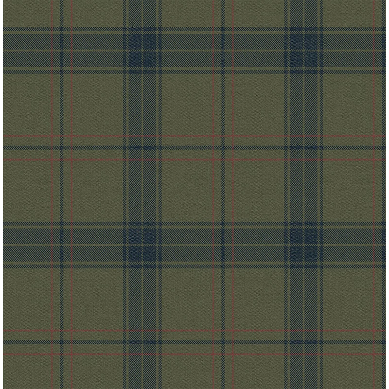 KT-Exclusive Klasszikus kockás olivazöld vlies tapéta Sauvage Dark Olive 52 cm X 10 m