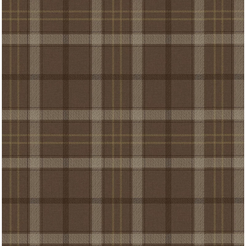 KT-Exclusive Klasszikus kockás barna vlies tapéta Sauvage Dark Brown 52 cm X 10 m