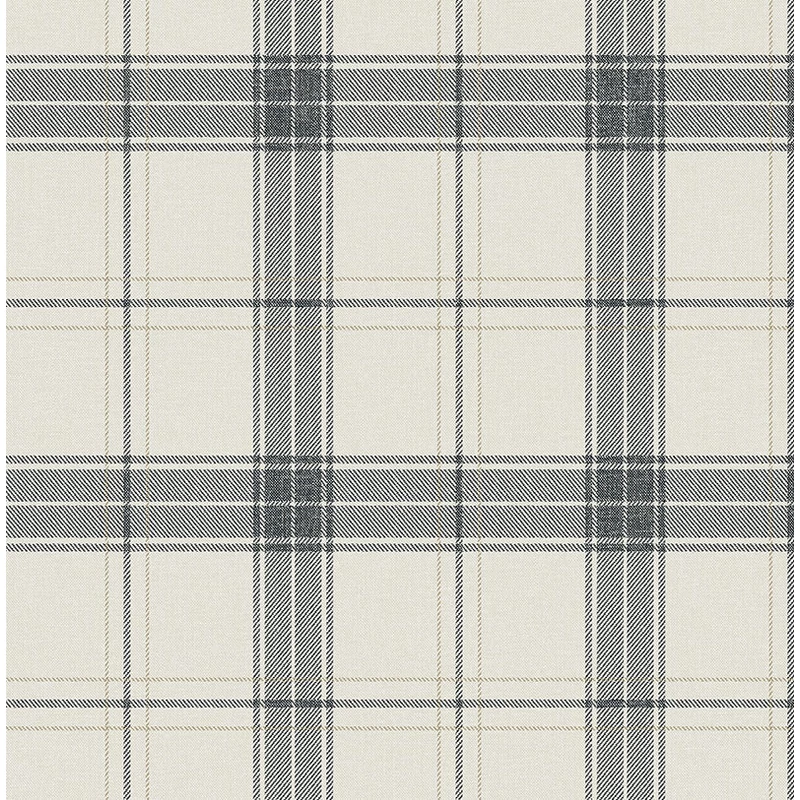 KT-Exclusive Klasszikus kockás bézs-fekete vlies tapéta Sauvage Creme-Black 52 cm X 10 m