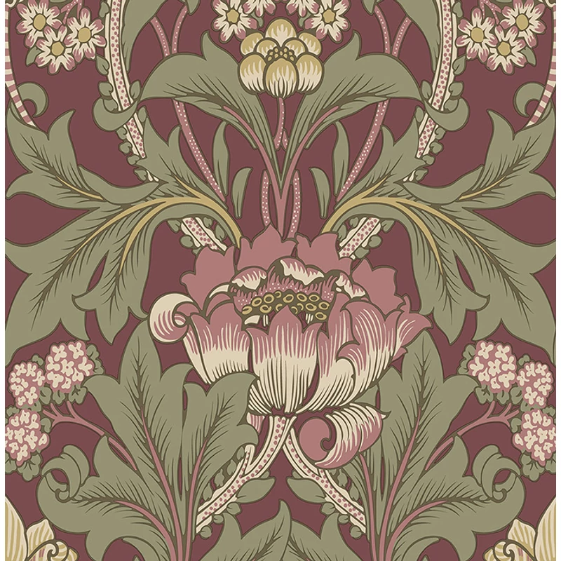 KT-Exclusive Virágmintás klasszikus bordó vlies tapéta British Heritage Bordeaux 52 cm X 10 m