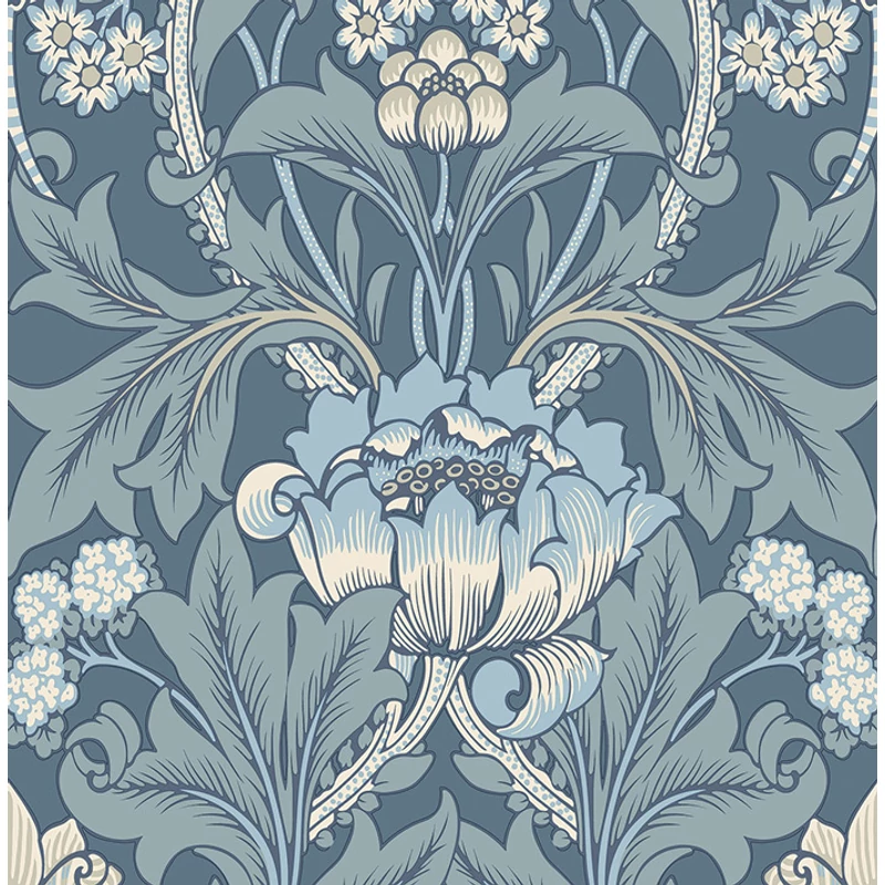 KT-Exclusive Virágmintás klasszikus kék vlies tapéta British Heritage Blue 52 cm X 10 m