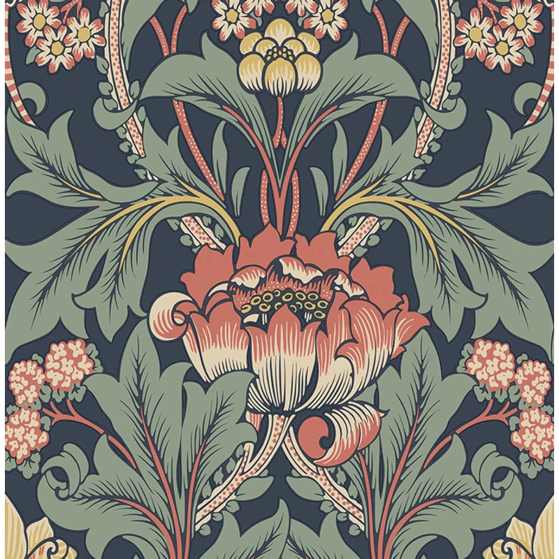 KT-Exclusive Virágmintás klasszikus sötétkék vlies tapéta British Heritage Dark Blue 52 cm X 10 m