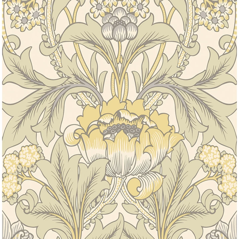 KT-Exclusive Virágmintás klasszikus sárga vlies tapéta British Heritage Ivory 52 cm X 10 m