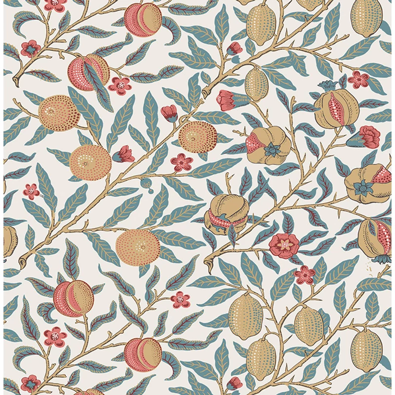 KT-Exclusive Gyümölcsfás modern zöld-színes vlies tapéta British Heritage Turquoise 52 cm X 10 m