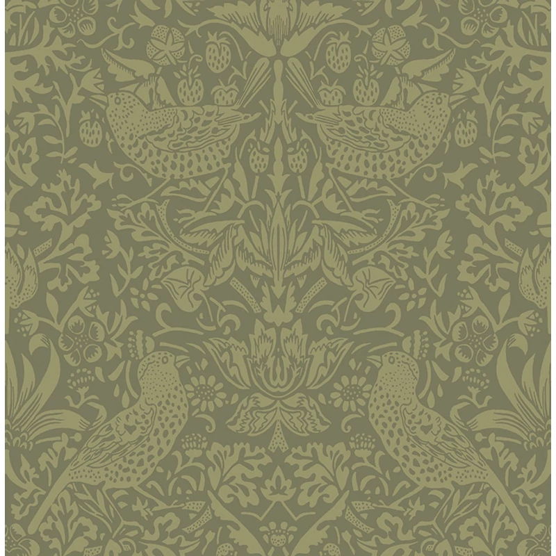 KT-Exclusive Madaras szecessziós stílusú olivazöld vlies tapéta British Heritage Olive 52 cm X 10 m