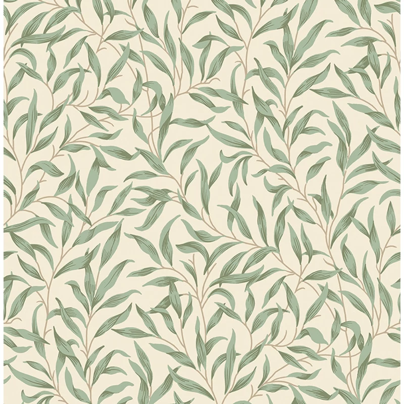 KT-Exclusive Levélmintás modern zöld vlies tapéta British Heritage Cream 52 cm X 10 m