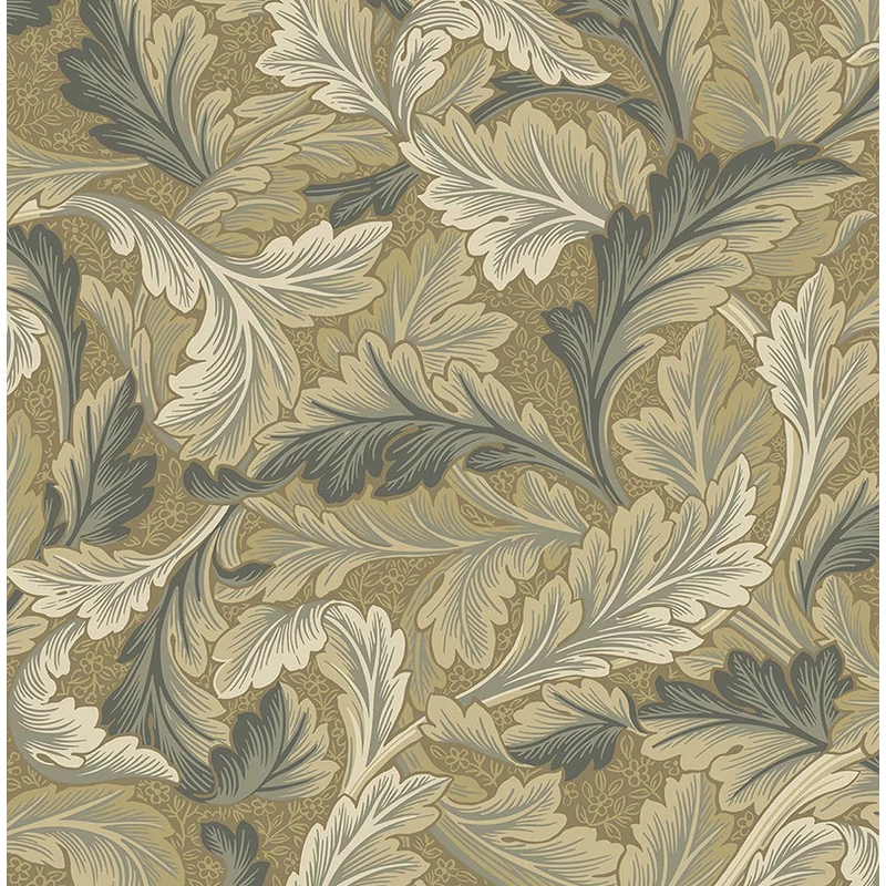 KT-Exclusive Rusztikus levélmintás zöld-bézs vlies tapéta British Heritage Dark Beige 52 cm X 10 m