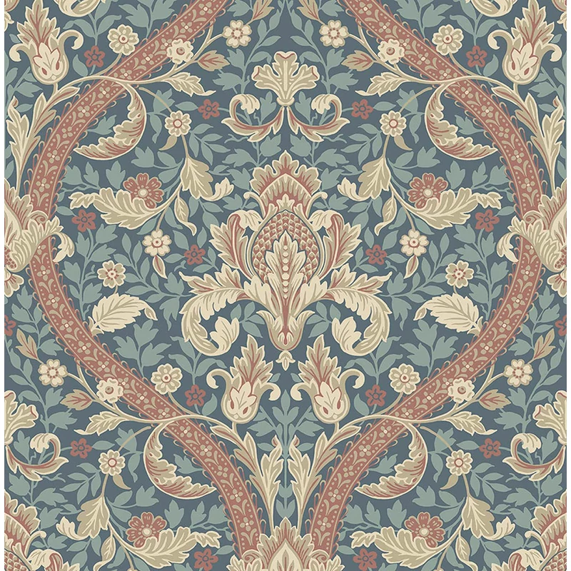 KT-Exclusive Art nouveau stílusú elegáns kék-bézs vlies tapéta British Heritage Blue 52 cm X 10 m