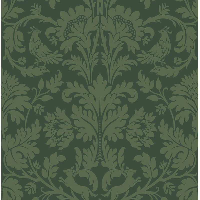 KT-Exclusive Art nouveau stílusú elegáns sötétzöld vlies tapéta British Heritage Dark Green 52 cm X 10 m