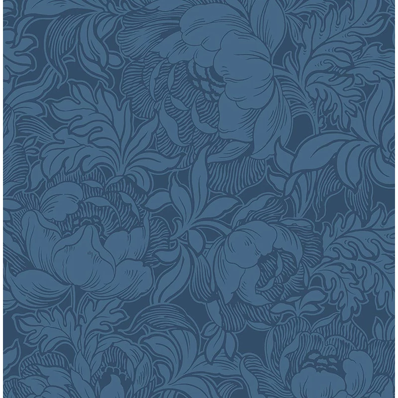KT-Exclusive Virág mintás sötétkék vlies tapéta British Heritage Dark Blue 52 cm X 10 m