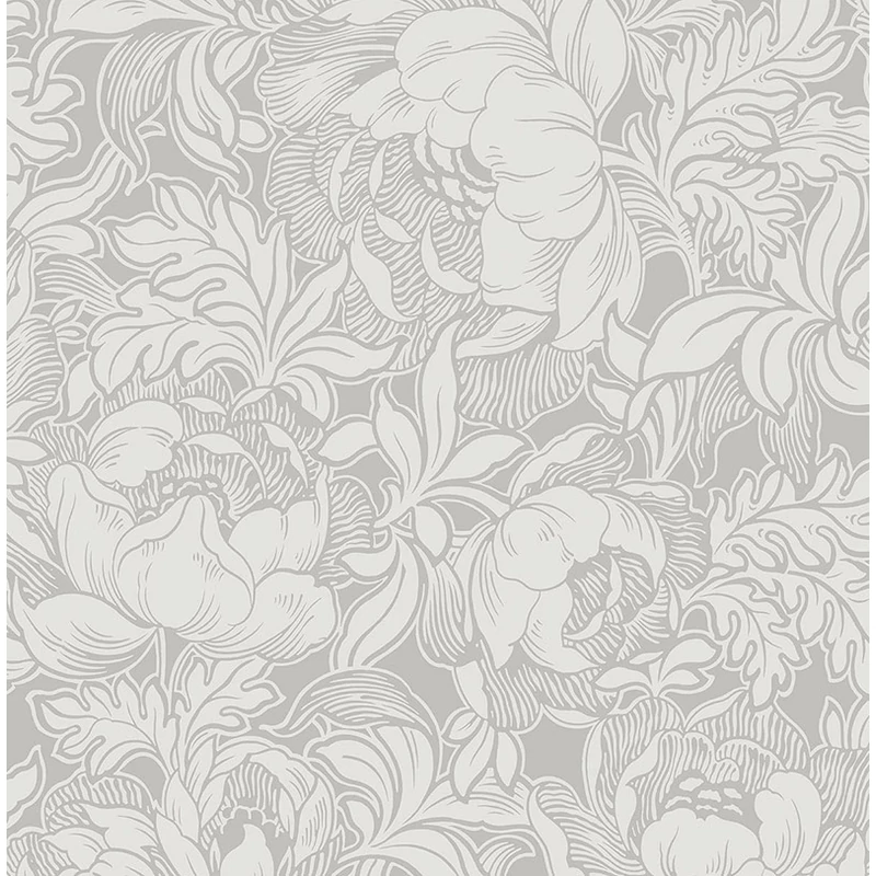 KT-Exclusive Virág mintás szürke vlies tapéta British Heritage Gray 52 cm X 10 m