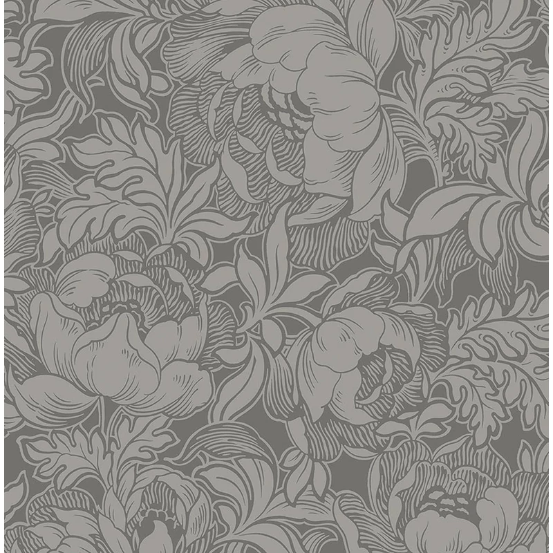 KT-Exclusive Virág mintás sötétszürke vlies tapéta British Heritage Dark Gray 52 cm X 10 m