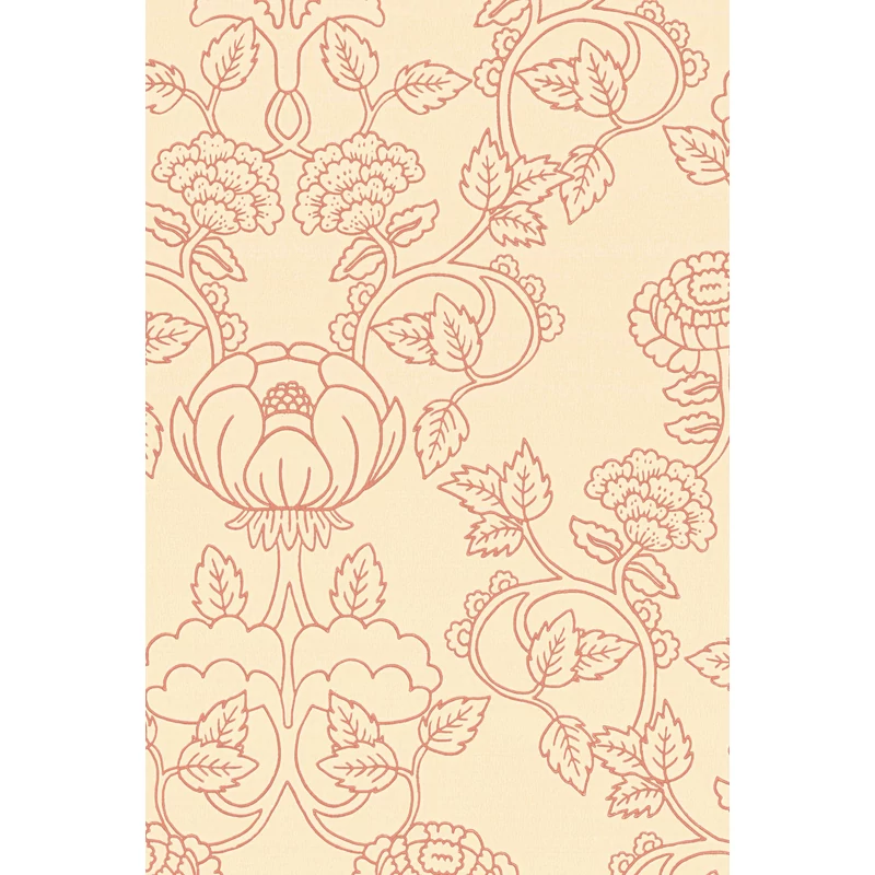 Virágos bézs vlies tapéta piros mintával Majvillan Cheri Spritz Soft Cranberry Red 53 cm X 10 m