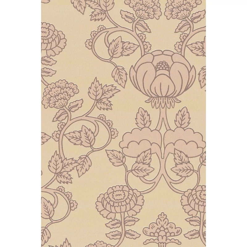 Virágos bézs vlies tapéta púder mintával Majvillan Cheri Spritz Light Amber 53 cm X 10 m