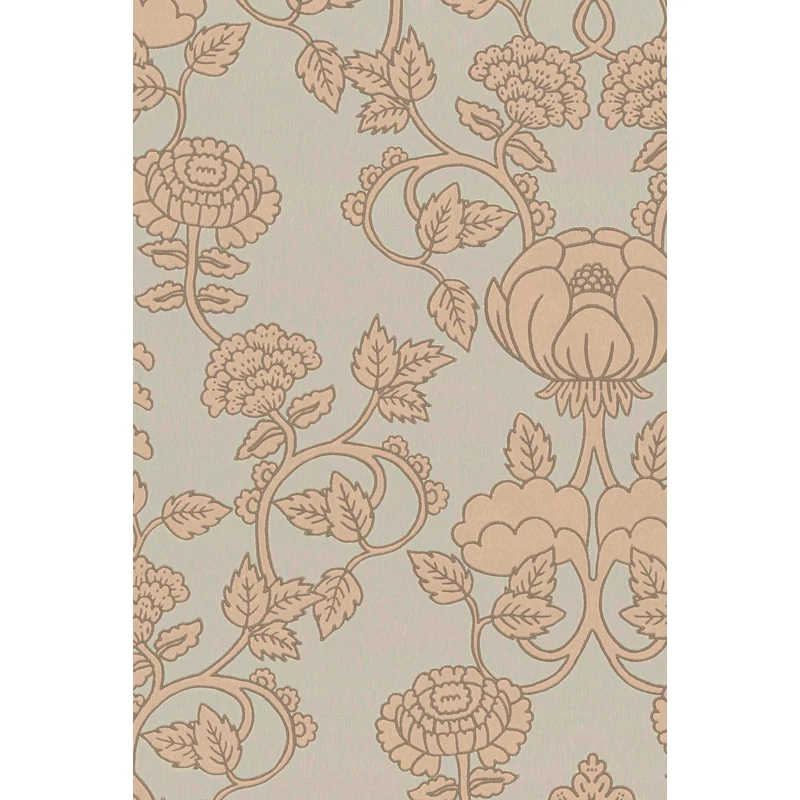 Virágos kékes zöld vlies tapéta púder mintával Majvillan Cheri Spritz Vintage Blue Green 53 cm X 10 m