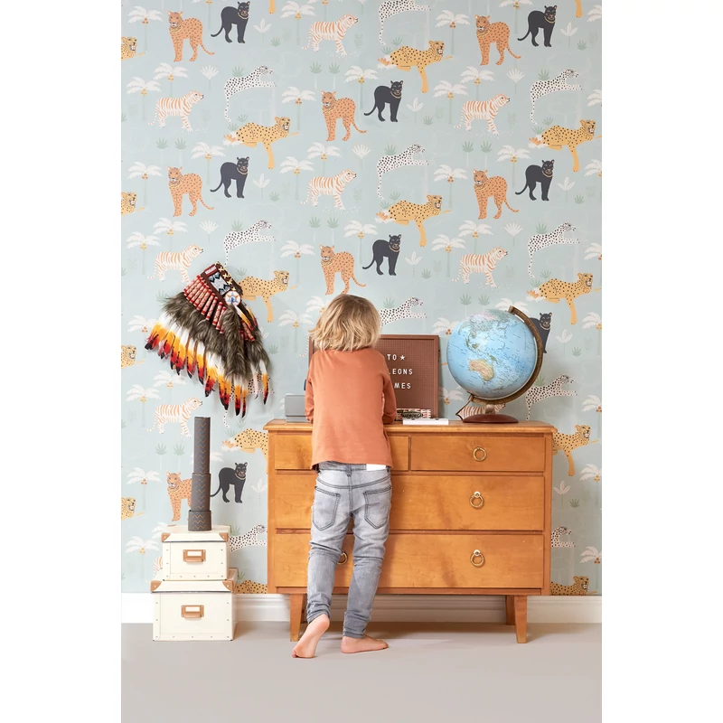 Majvillan Párduc mintás kék vlies gyerek tapéta Black Panther Twilight Blue 53 cm X 10 m