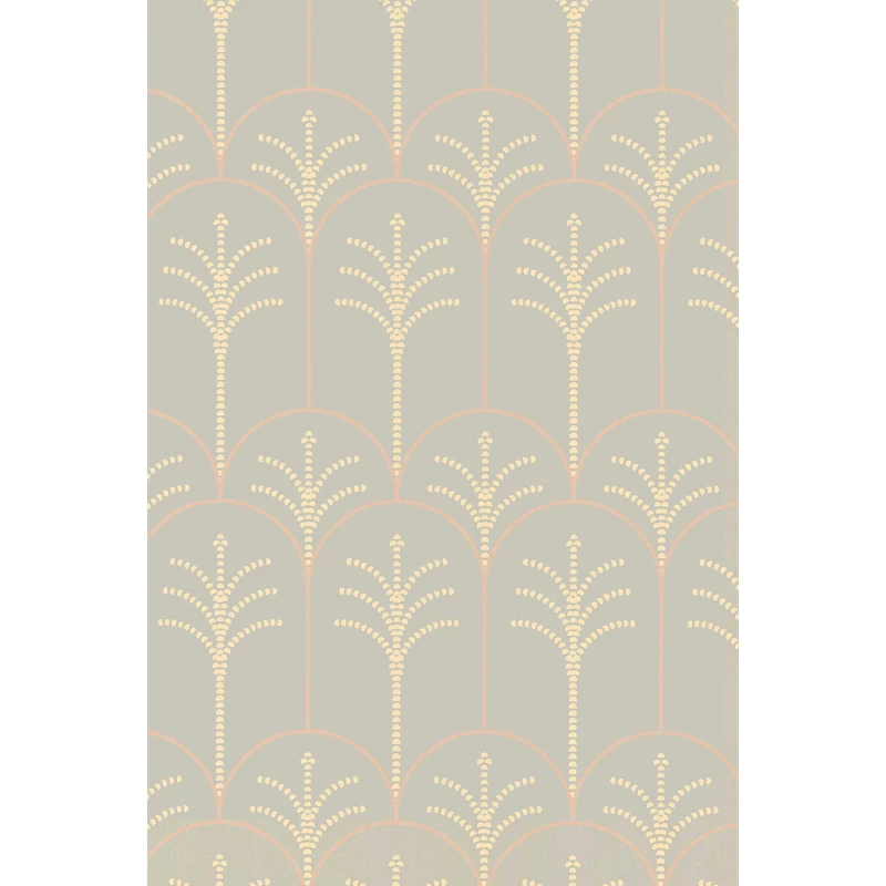 Majvillan Pálmaleveles art deco kék vlies tapéta Lolo Mizzle Blue 53 cm X 10 m