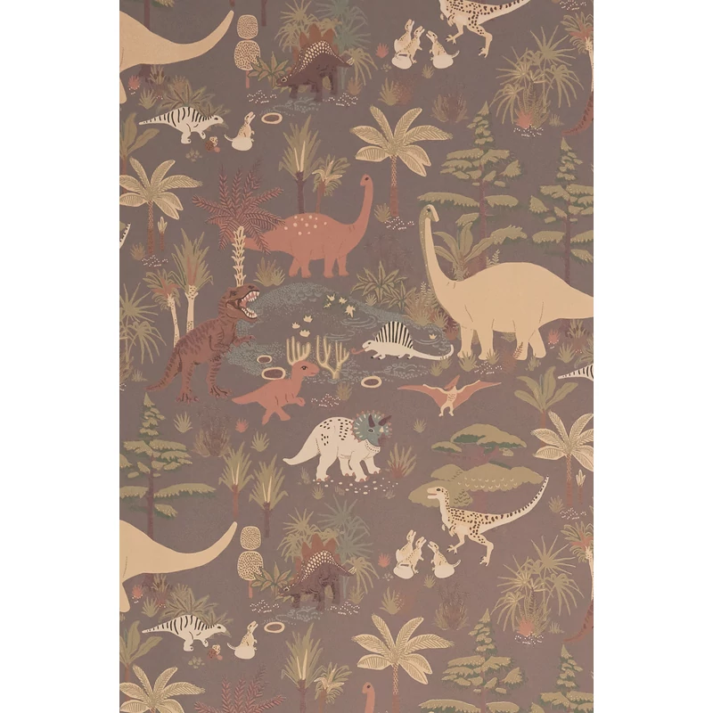 Majvillan Dínós sötétszürke vlies gyerek tapéta Dinosaur Vibes Evening Grey 53 cm X 10 m