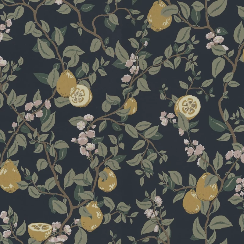 Sandberg Skandináv birsalma mintás sötétkék vlies tapéta Kvitten Midnight Blue 53 cm X 10 m