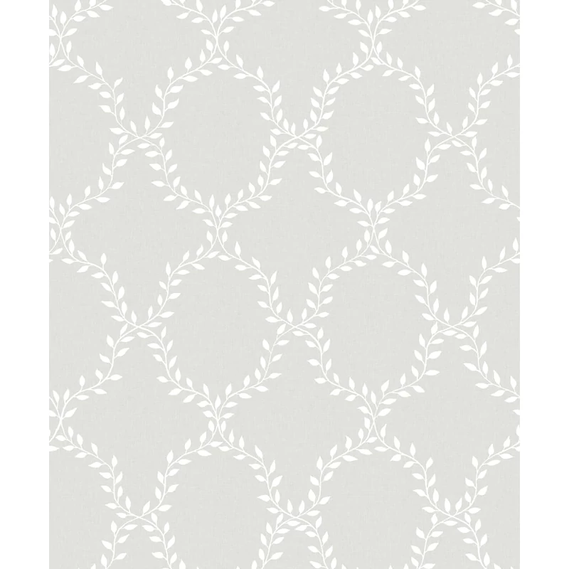 Sandberg Babérkoszorú mintás klasszikus szürke vlies tapéta Wilma Gray 53 cm X 10 m
