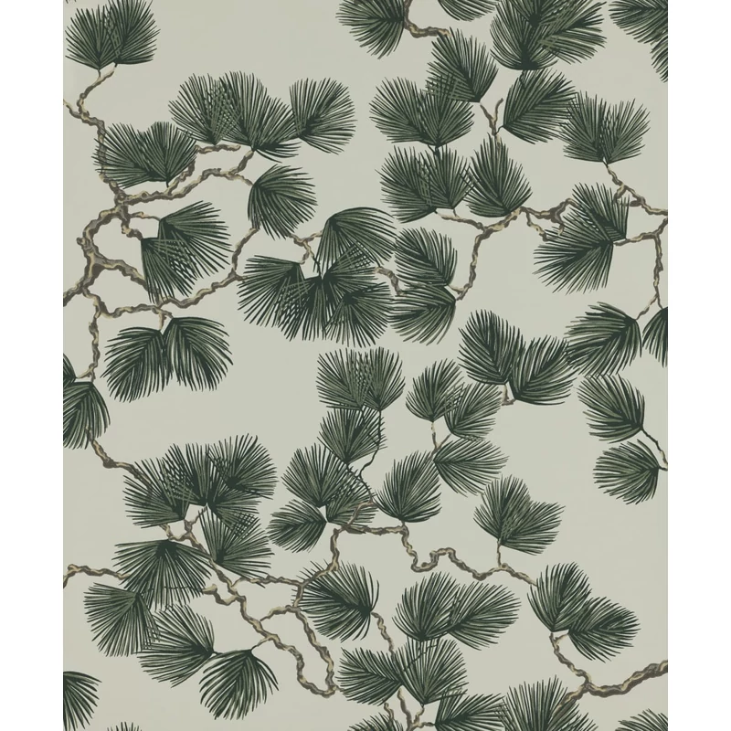 Sandberg Fenyő mintás modern zöld vlies tapéta Pine Green 53 cm X 10 m