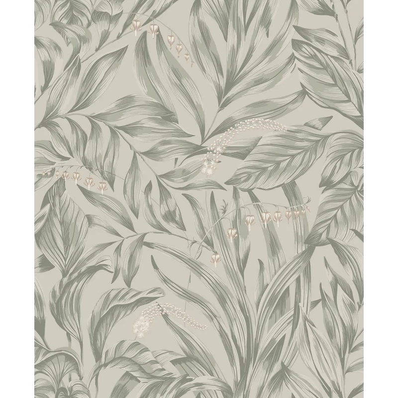 Sandberg Elegáns virágos zöld-bézs vlies tapéta Elin Sage Green 53 cm X 10 m