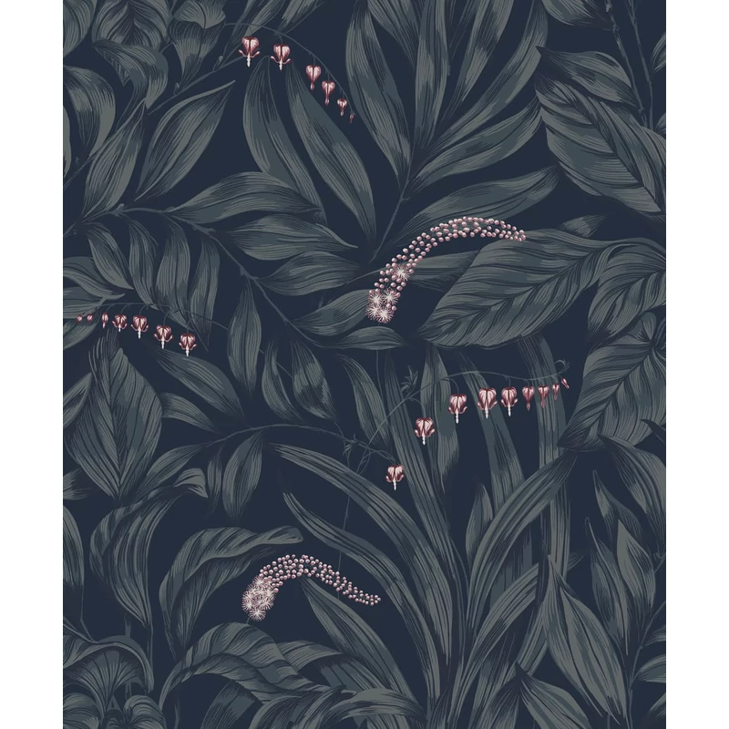 Sandberg Elegáns virágos sötétkék vlies tapéta Elin Midnight Blue 53 cm X 10 m