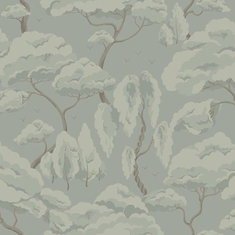 Sandberg Elegáns fa mintás zöld vlies tapéta Kristoffer Sage Green 53 cm X 10 m