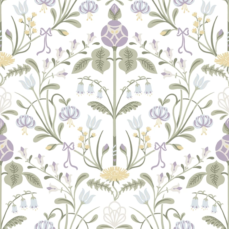 Sandberg Art nouveau stílusú lila vlies tapéta Till Carl Lilac 53 cm X 10 m