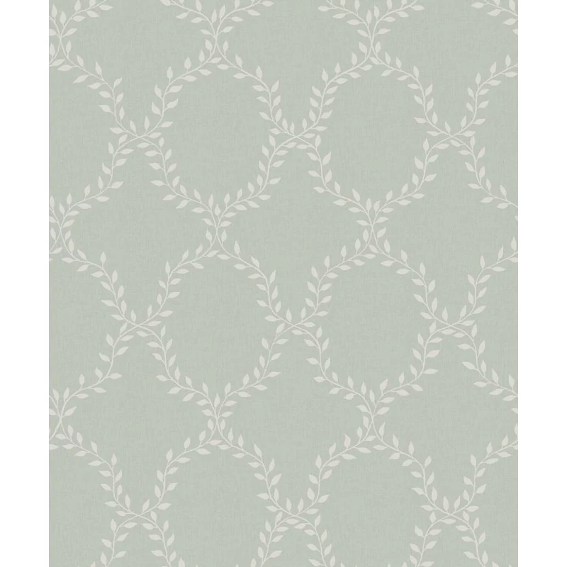 Sandberg Babérkoszorú mintás klasszikus zöld vlies tapéta Wilma Sage Green 53 cm X 10 m