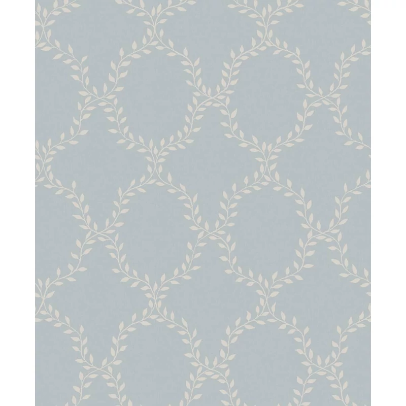 Sandberg Babérkoszorú mintás klasszikus kék vlies tapéta Wilma Misty Blue 53 cm X 10 m