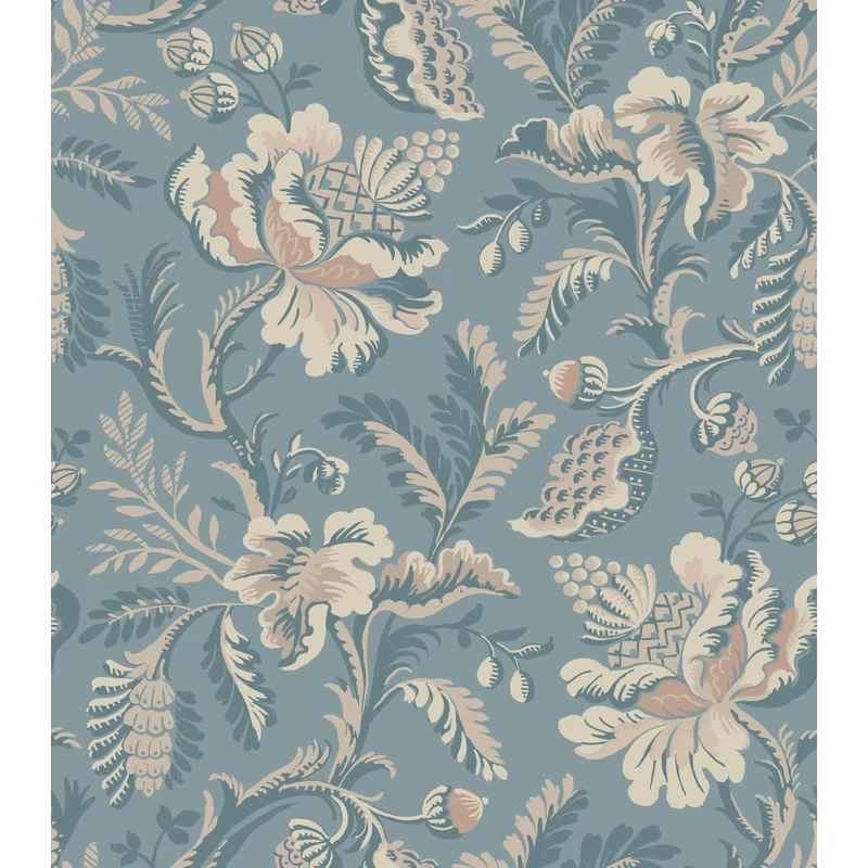 Sandberg Klasszikus virágos kék vlies tapéta Daphne Misty Blue 53 cm X 10 m