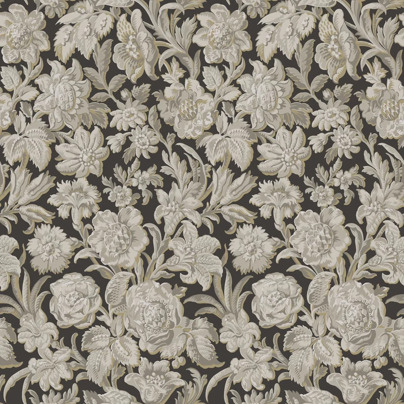 Sandberg 3D hatású virágos fekete vlies tapéta Valentin Charcoal 53 cm X 10 m