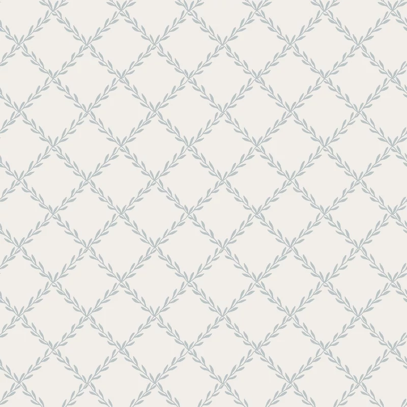 Sandberg Klasszikus rácsmintás kék vlies tapéta Trellis Misty Blue 53 cm X 10 m