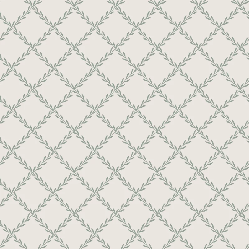 Sandberg Klasszikus rácsmintás zöld vlies tapéta Trellis Forest Green 53 cm X 10 m