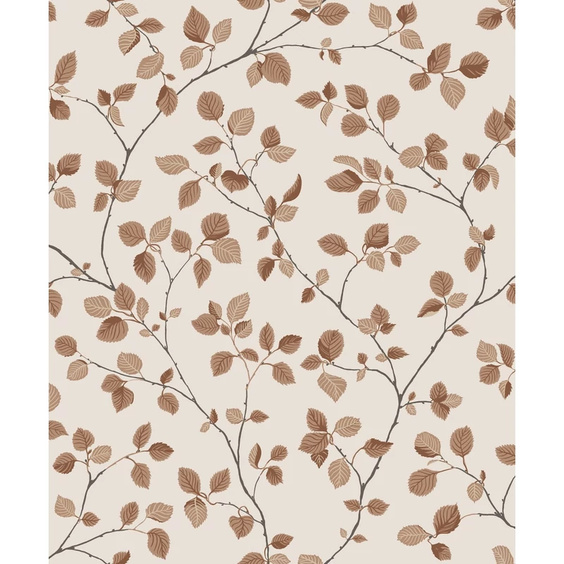 Sandberg Levélmintás terrakotta vlies tapéta Bokskog Terracotta 53 cm X 10 m