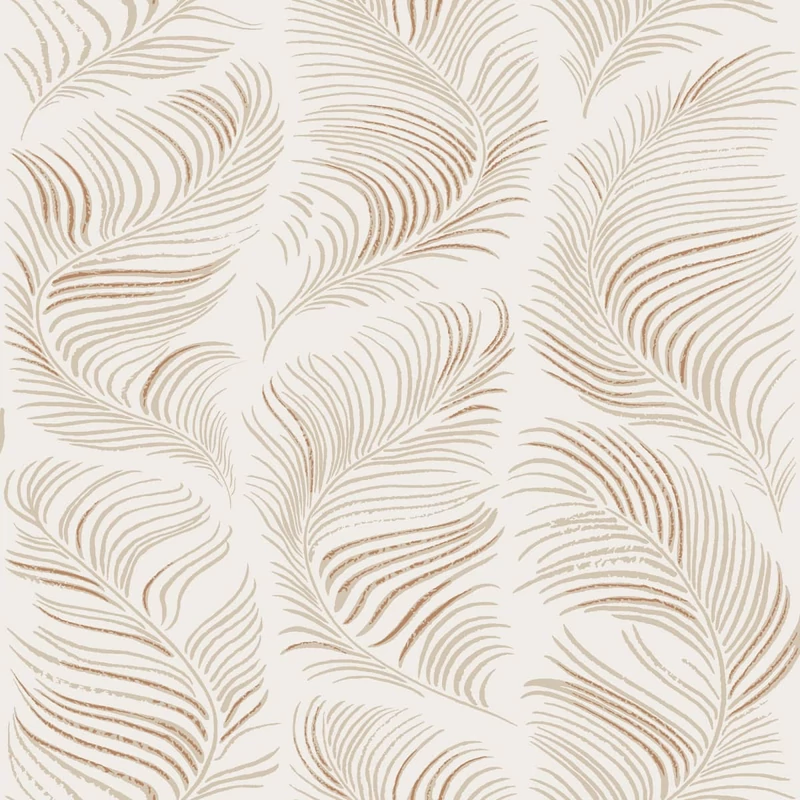 Sandberg Elegáns tollas bézs vlies tapéta Grace Beige 53 cm X 10 m