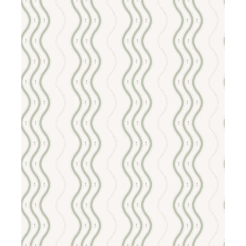 Sandberg Hullámos zöld vlies tapéta Ben Garden Green 53 cm X 10 m